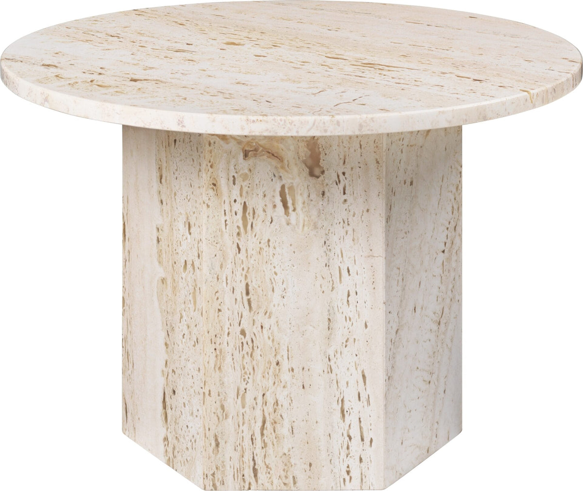 Epic Coffee Table - Neutral White Travertine, Round 60cm