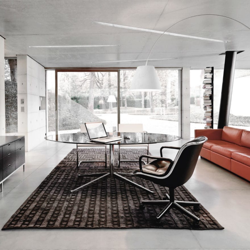 Florence Table Desk Oval, Black Marbel - Marquina with white random veins 244cm