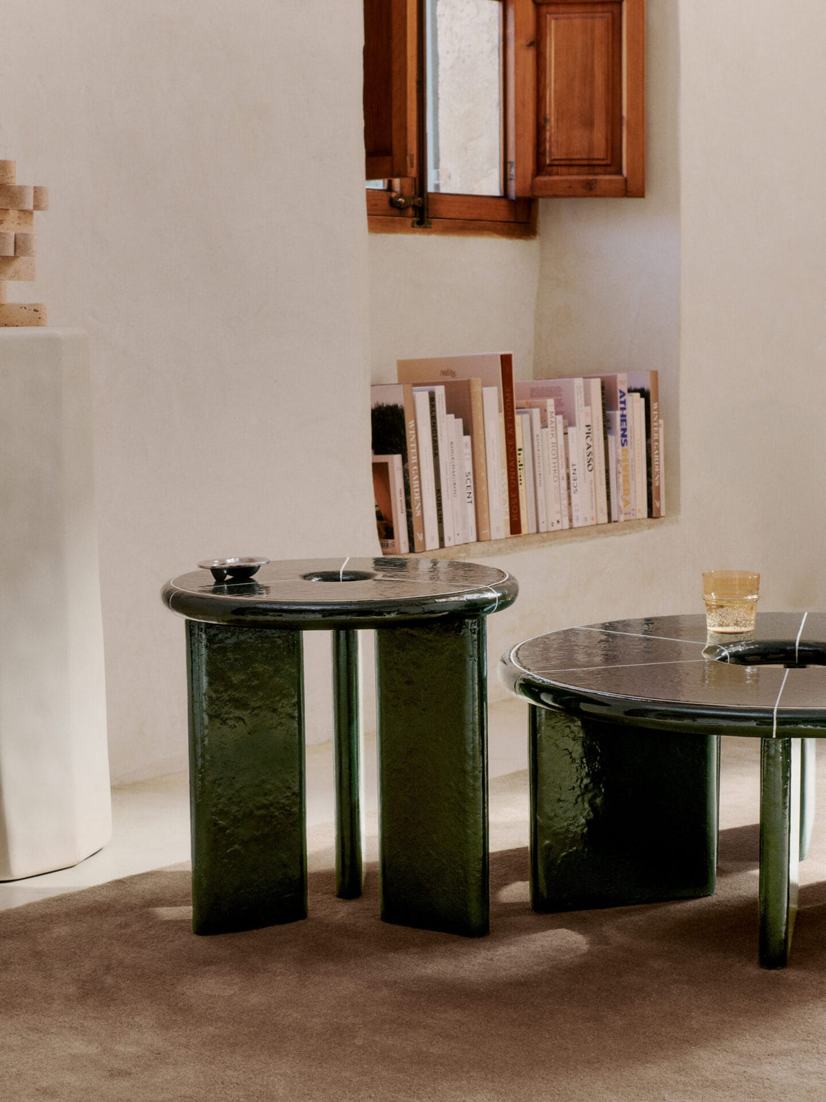 Deya Side Table, Dark Green Ø47 x W47 x H45cm