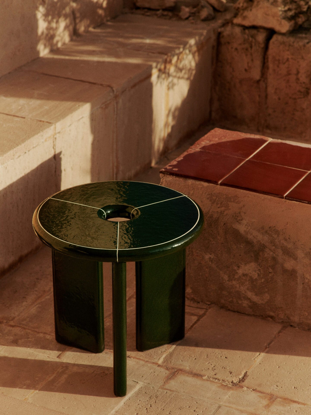 Deya Side Table, Dark Green Ø47 x W47 x H45cm