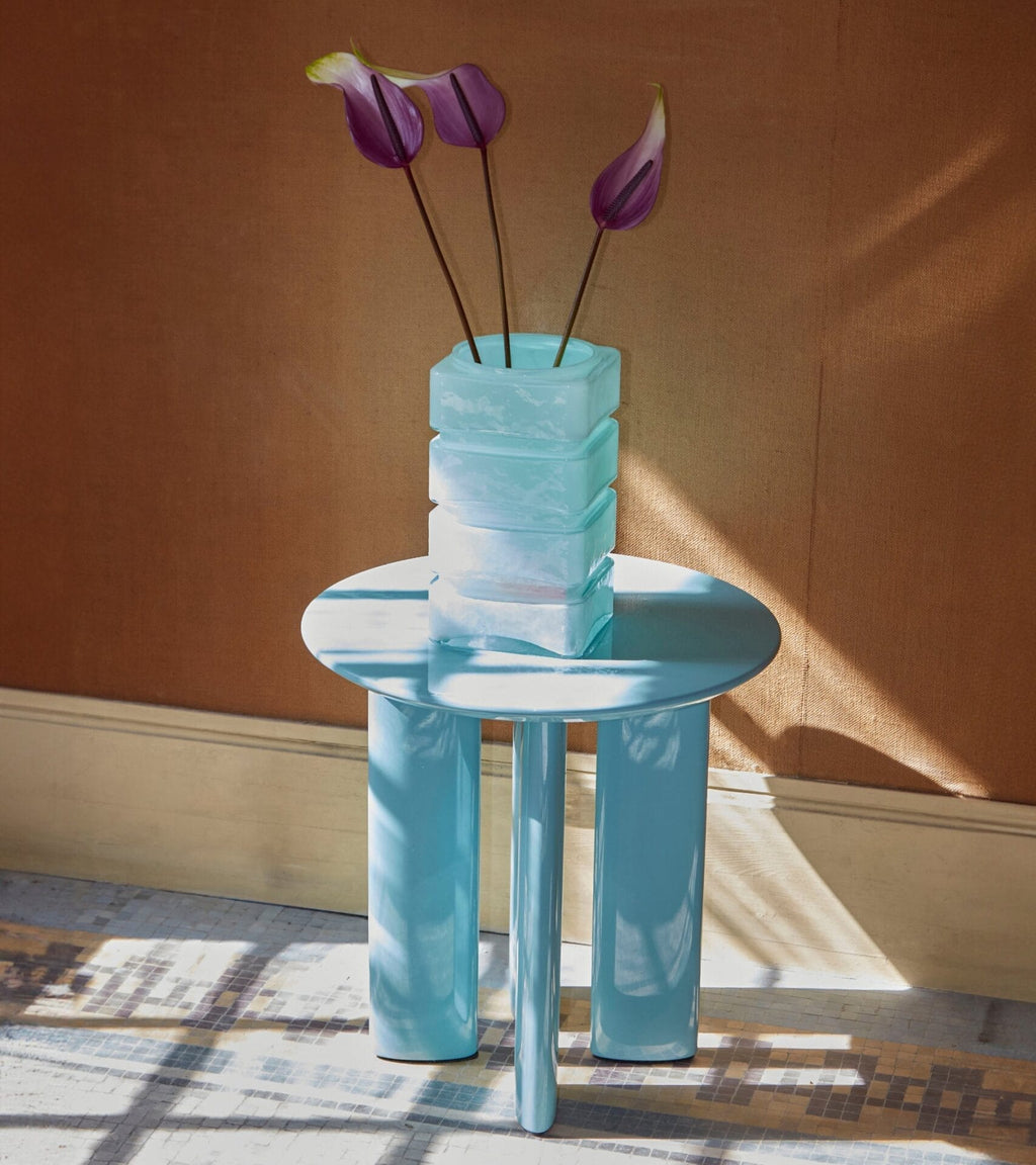 Donna Minty blue opaline glass vase 14x14x H29cm