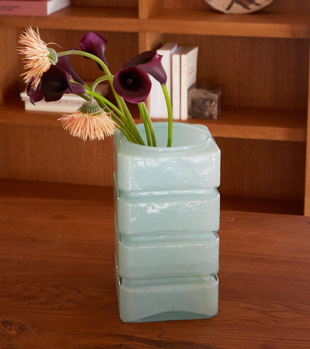 Donna Minty blue opaline glass vase 14x14x H29cm