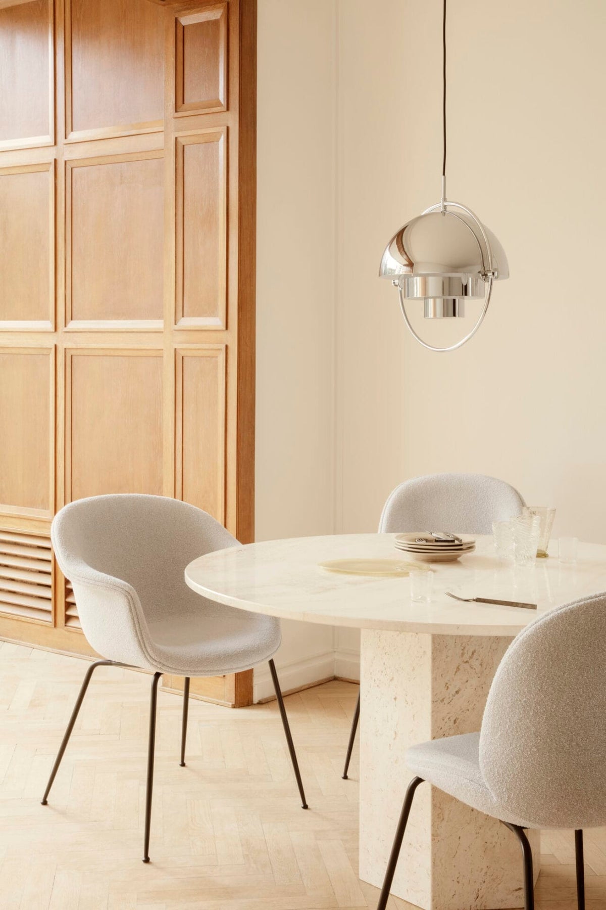 Bat Dining Chair, Fully Upholstered, Antique Brass