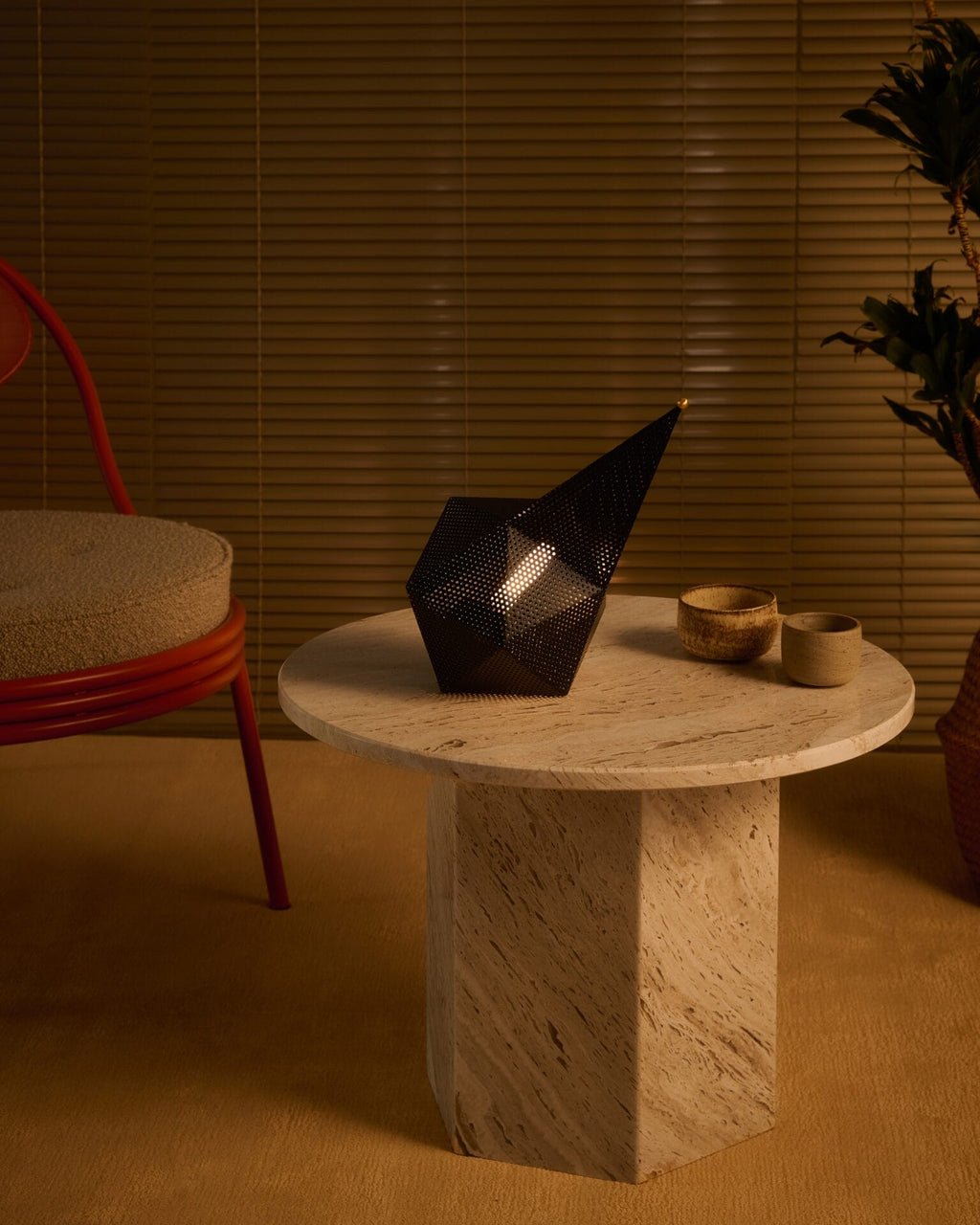 Epic Coffee Table - Neutral White Travertine, Round 60cm