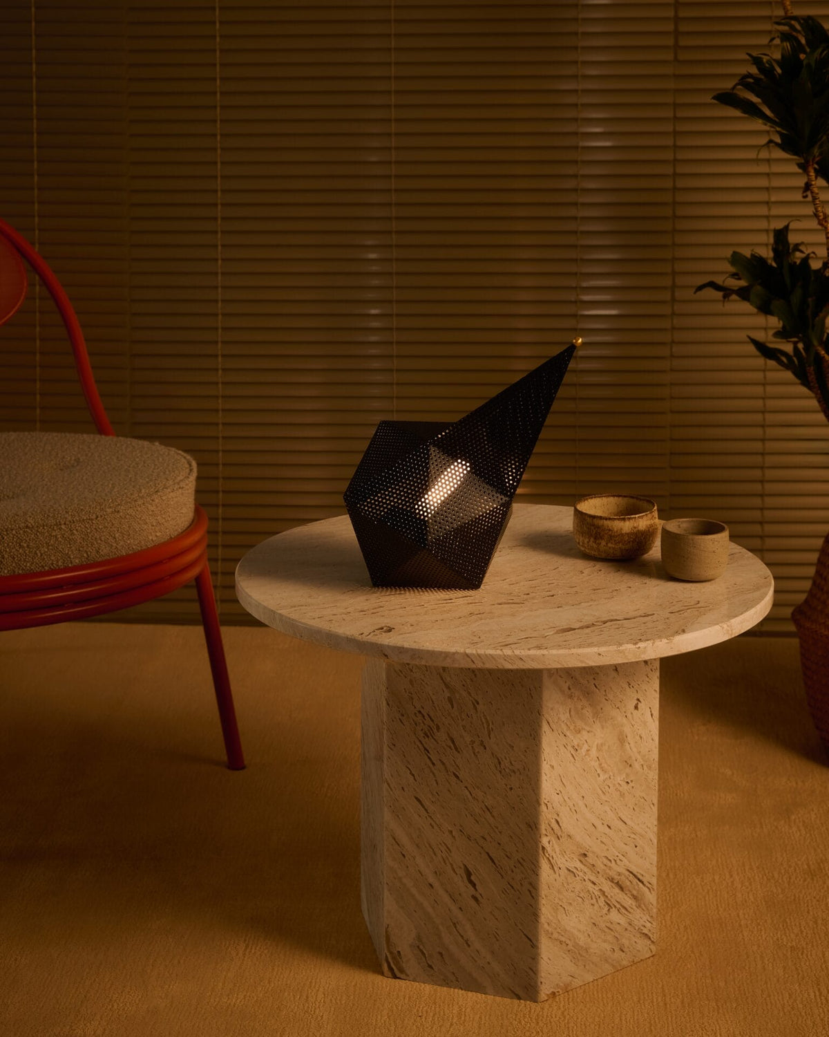 Epic Coffee Table - Neutral White Travertine, Round 60cm