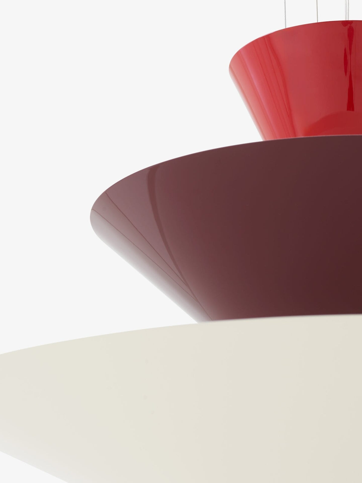 Gio LN14 Pendant, Vermilion Red, Dark Burgundy & Ecru White, H39 x Ø60 cm