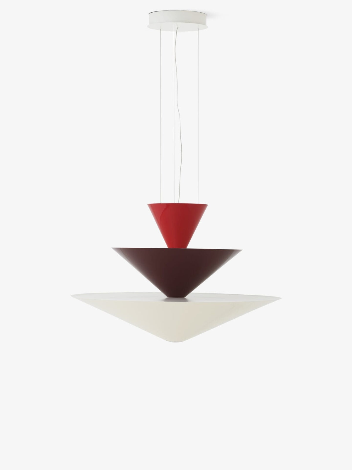 Gio LN14 Pendant, Vermilion Red, Dark Burgundy & Ecru White, H39 x Ø60 cm
