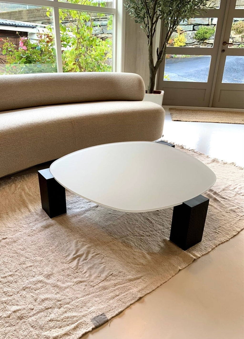 Gogan Table Glass Top, Sand Caffe, 101x108 H27 cm