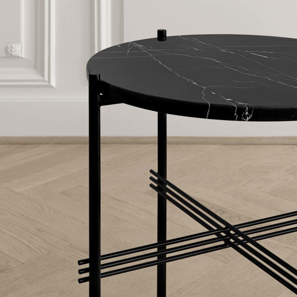 TS Coffee Table, Top Black Marquina Marble, Ø55 cm