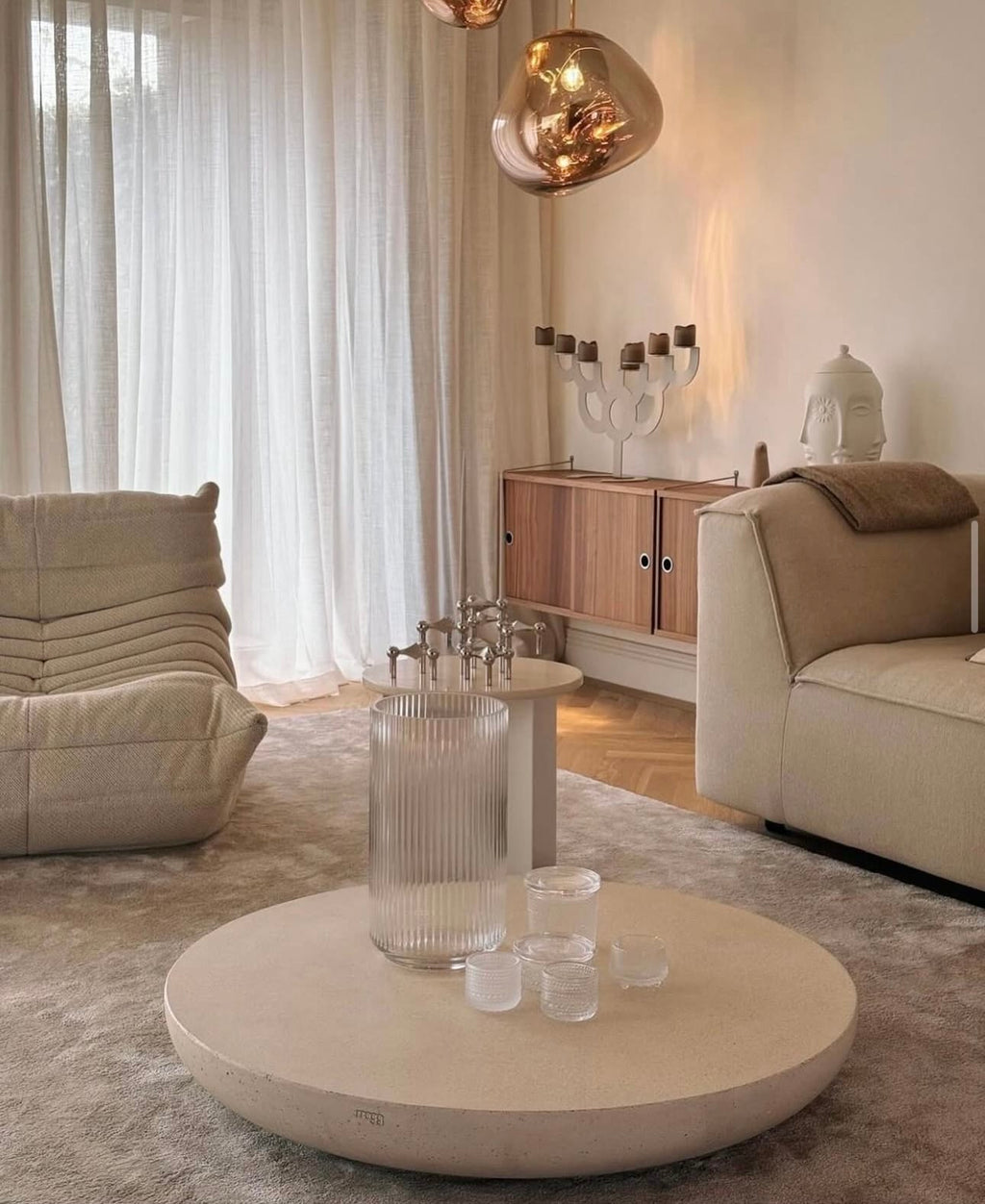 OLO Concrete Coffee Table, Ivory 1, Ø70cm H33cm
