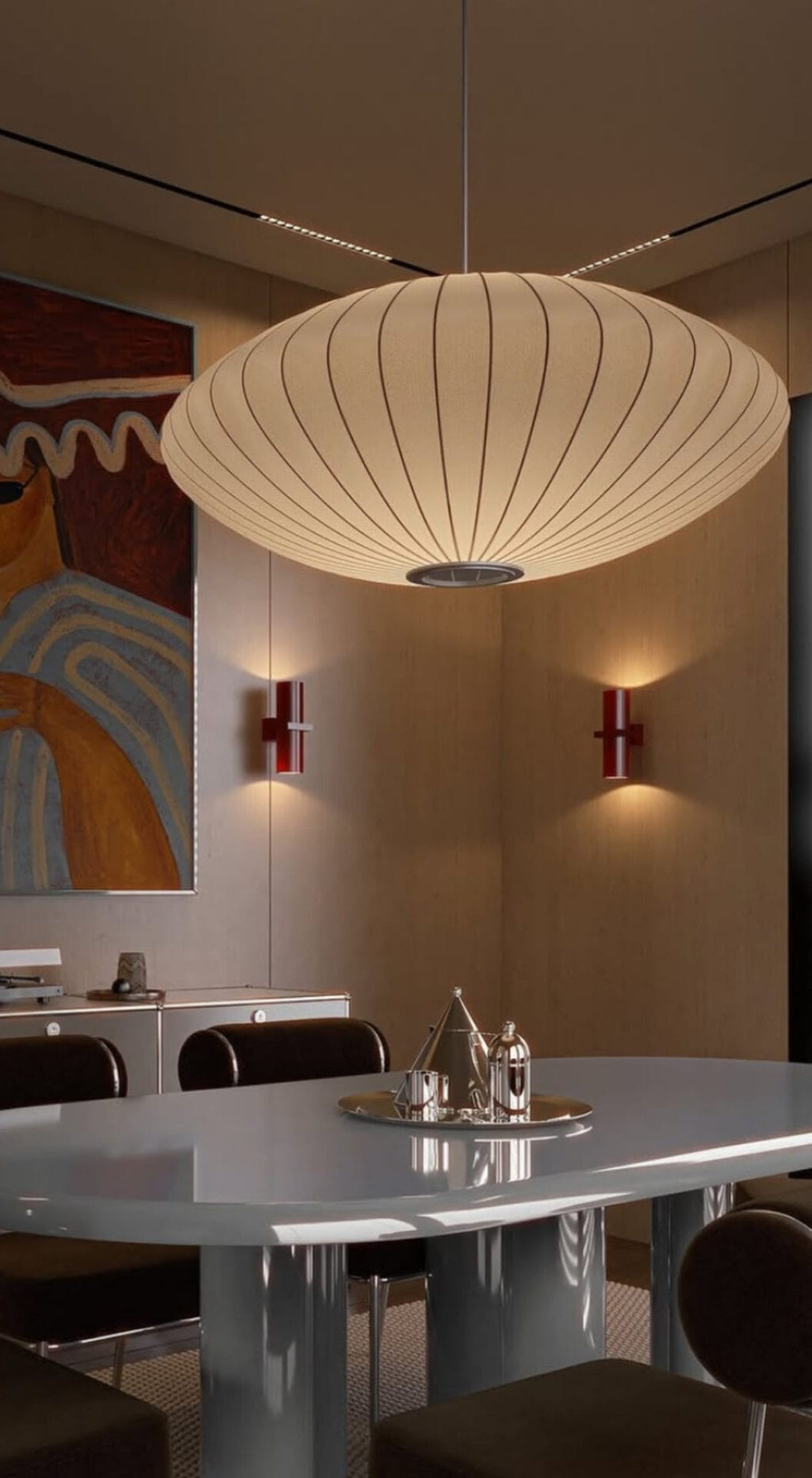 Nelson Saucer Bubble Pendant-Large-Off White