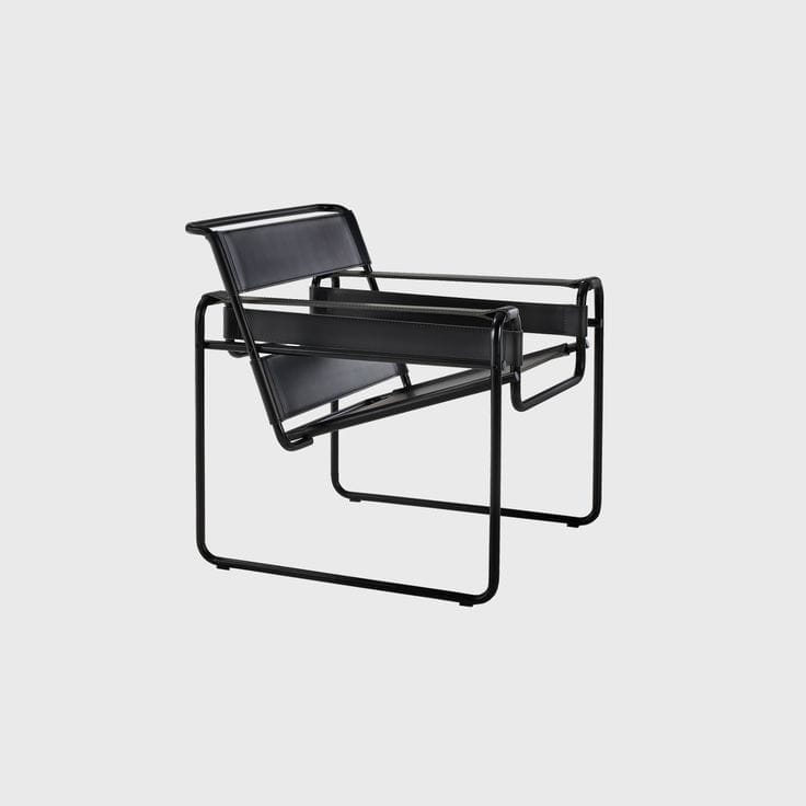 Wassily Lounge Chair, Cowhide - Onyx Ultra Matte Black