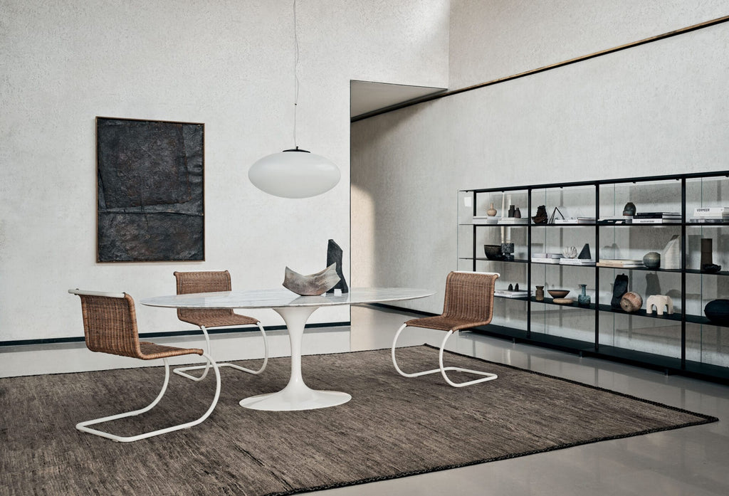 Saarinen Oval Dining Table, Arabescato Marble, White Base, 244 cm