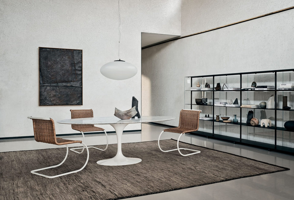 Saarinen Oval Dining Table, Arabescato Marble, White Base, 244 cm