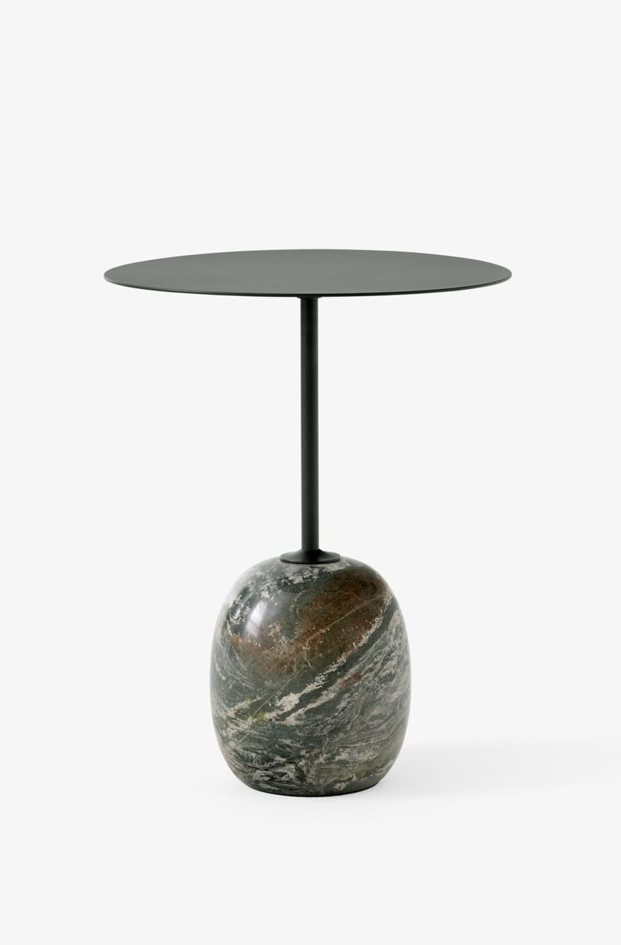 Lato Table LN8, Top Deep Green, Base Verde Alpi Marble, Round