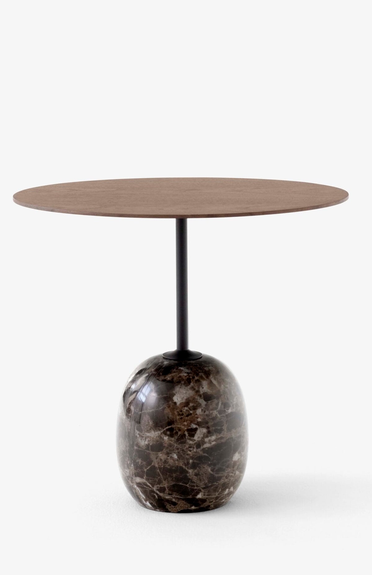Lato Table LN9, Top Walnut, Base Emparador Marble, Oval