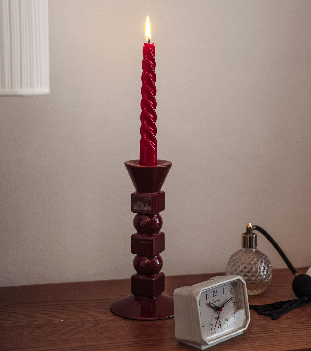 Anna Small ceramic burgundy candle holder H20 x Ø10cm
