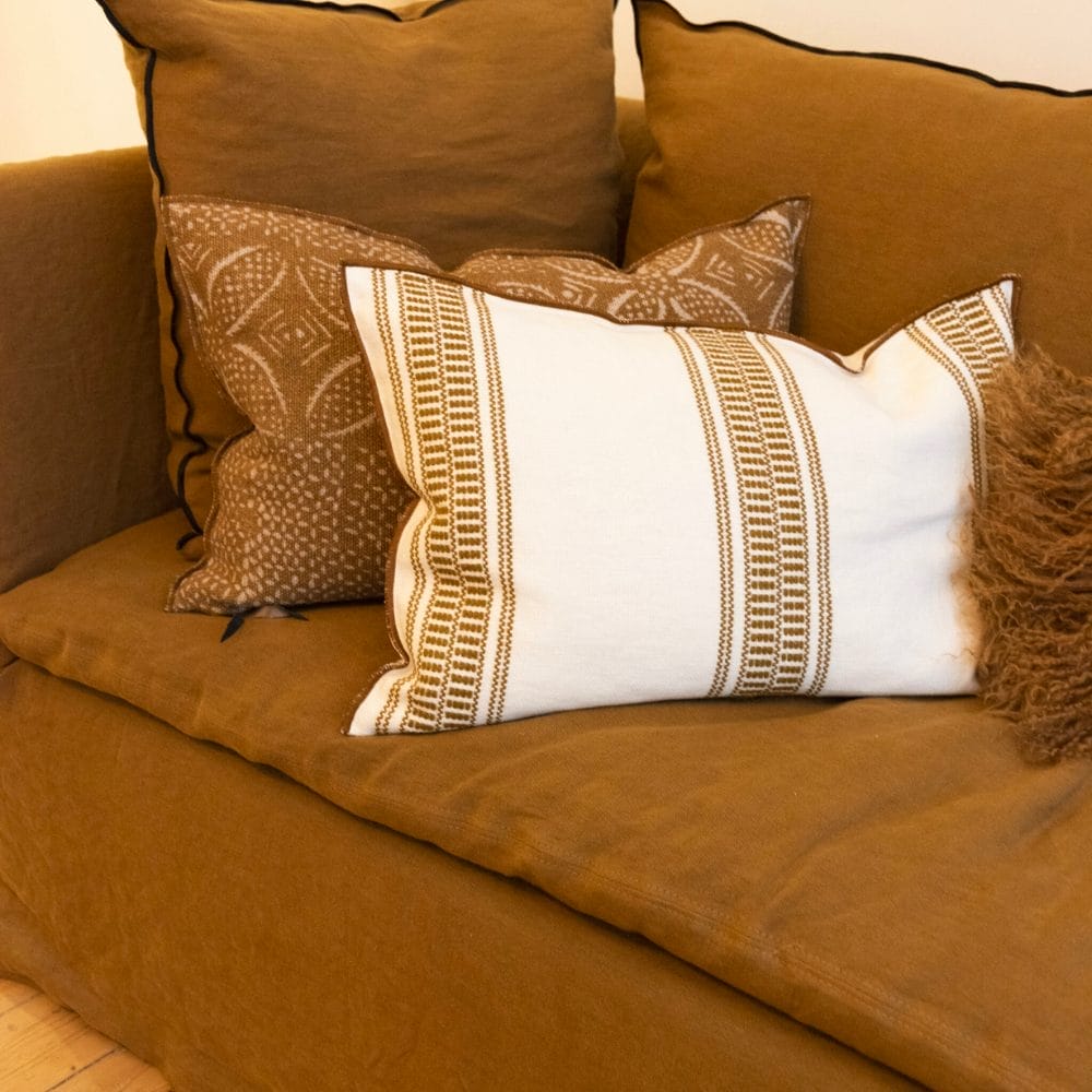 Lin Wabi-Sabi Cushion, Bogolan Charbon, 40 x 60 cm