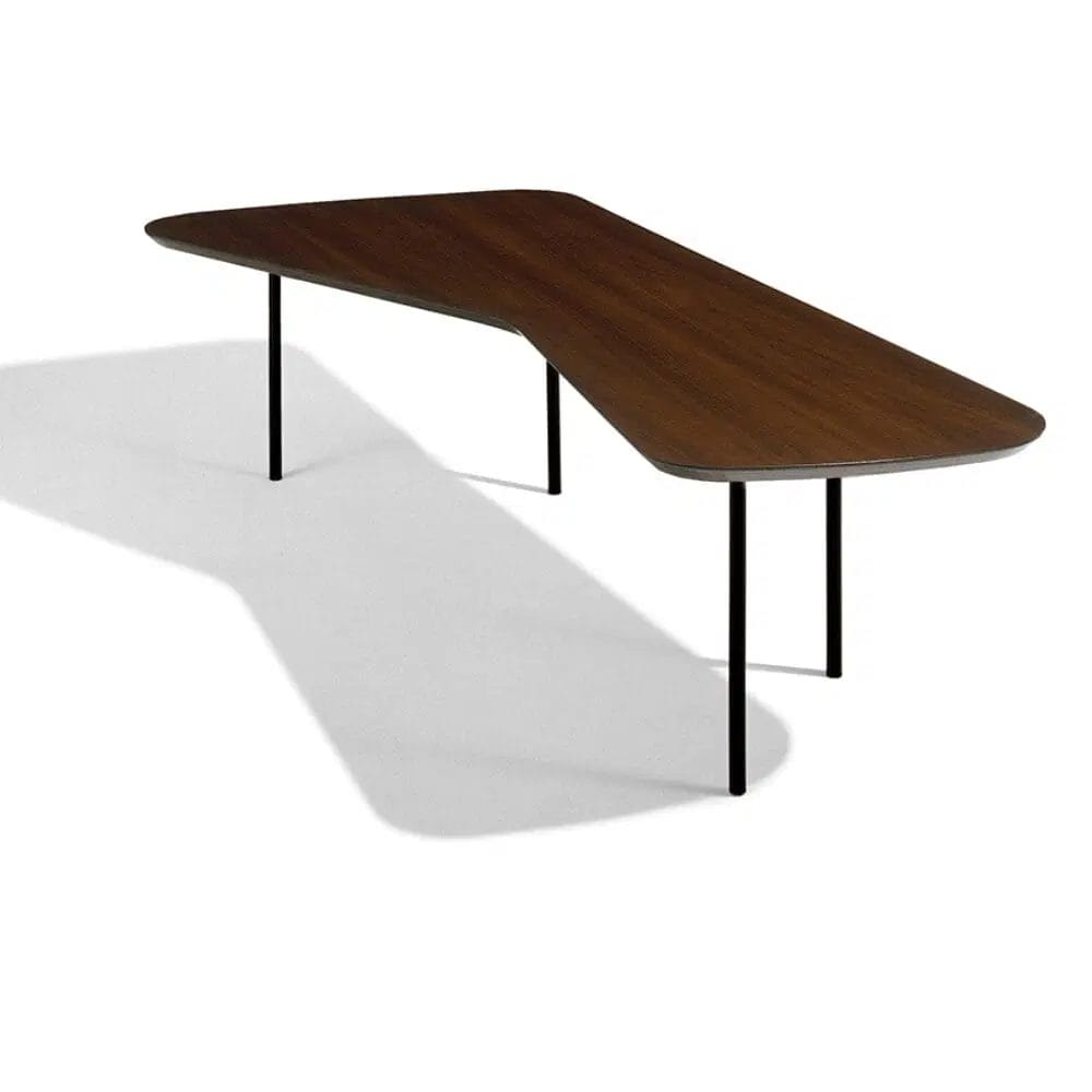Low Coffee Table, Walnut And Black Legs