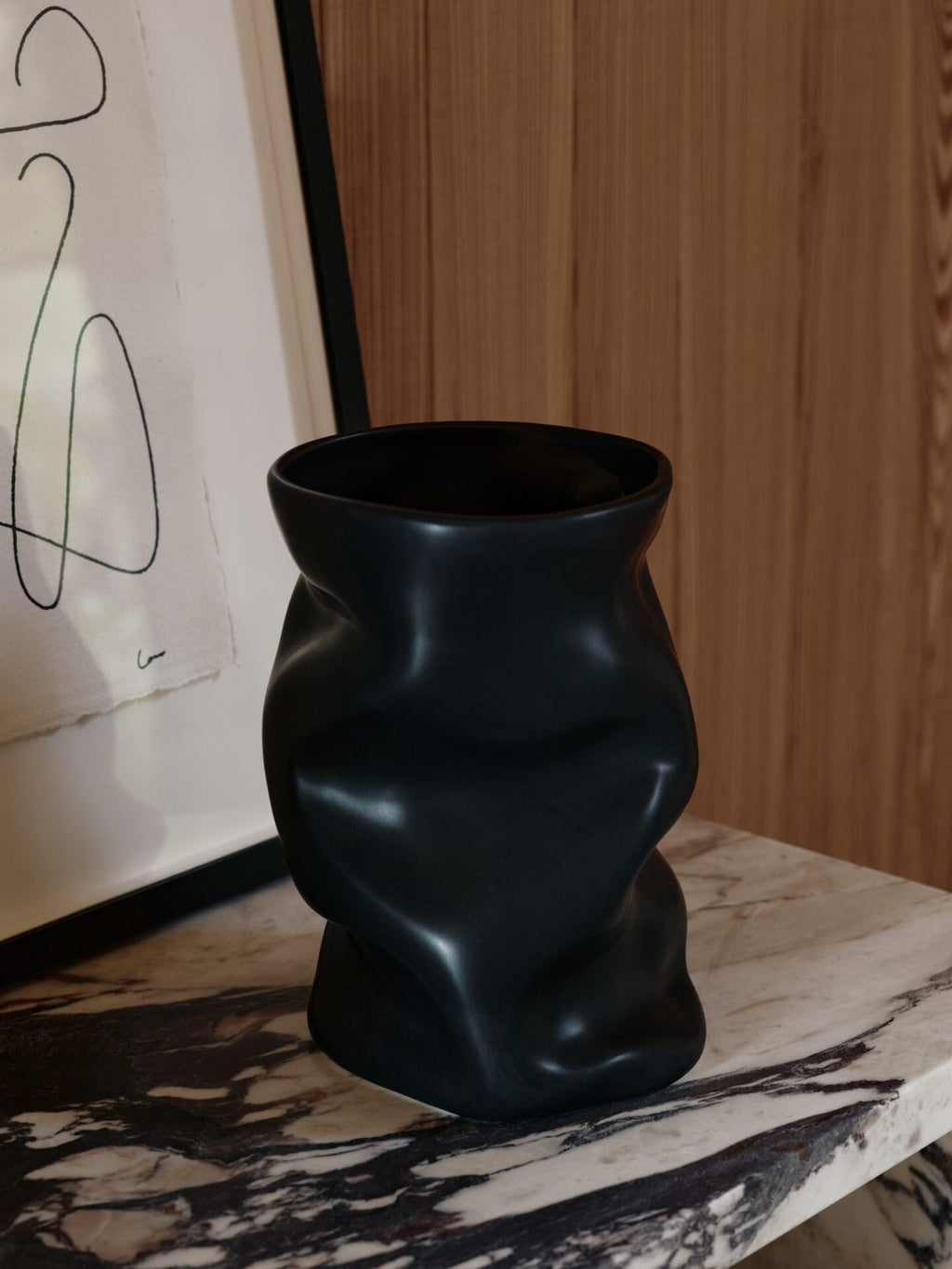Collapse Vase - H20 cm, Ø16 cm - Black