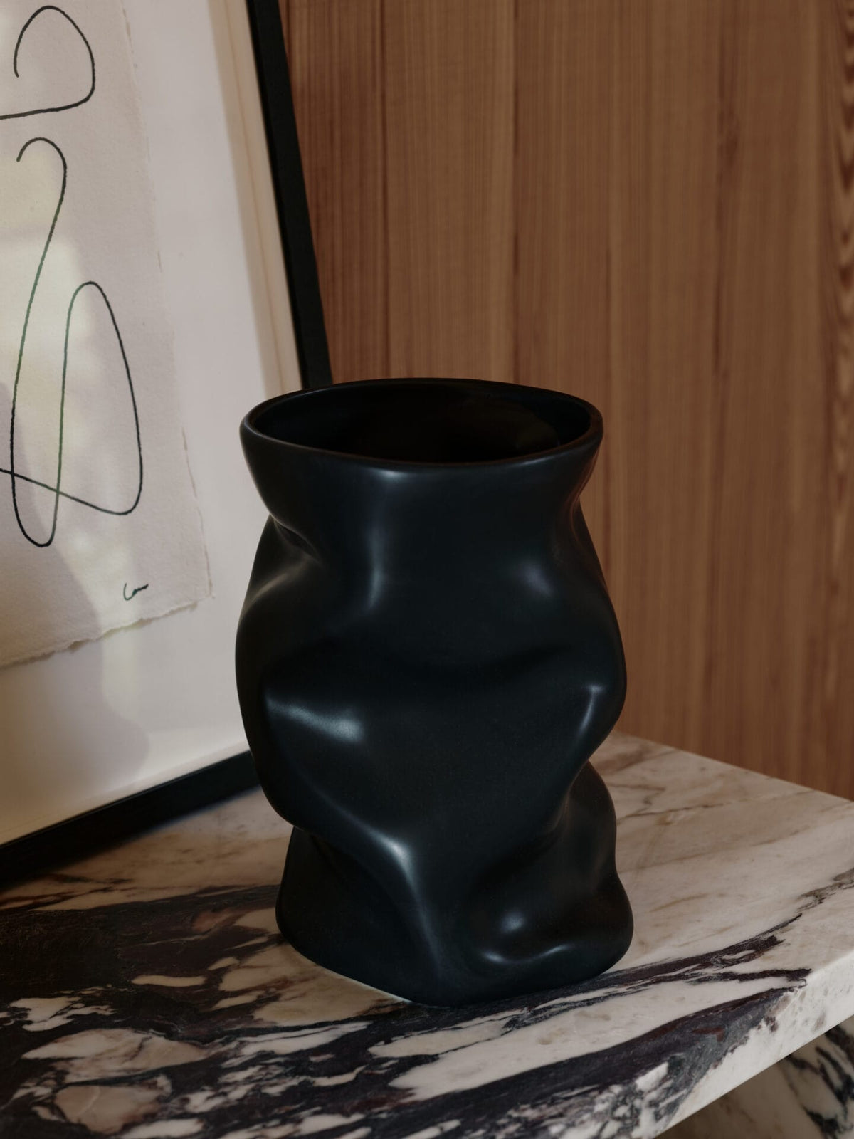 Collapse Vase - H20 cm, Ø16 cm - Black