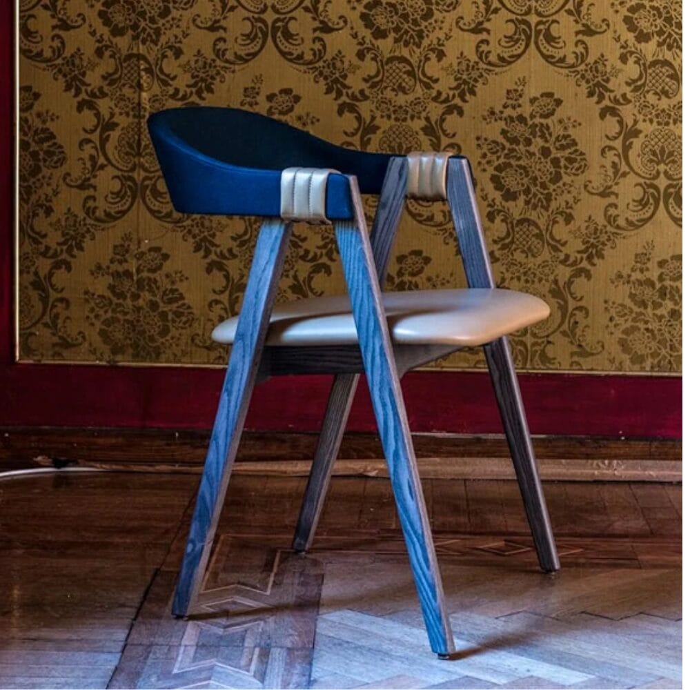 Mathilda Ash Armchair, Col Sand, Leather Midnight Green, Cat w