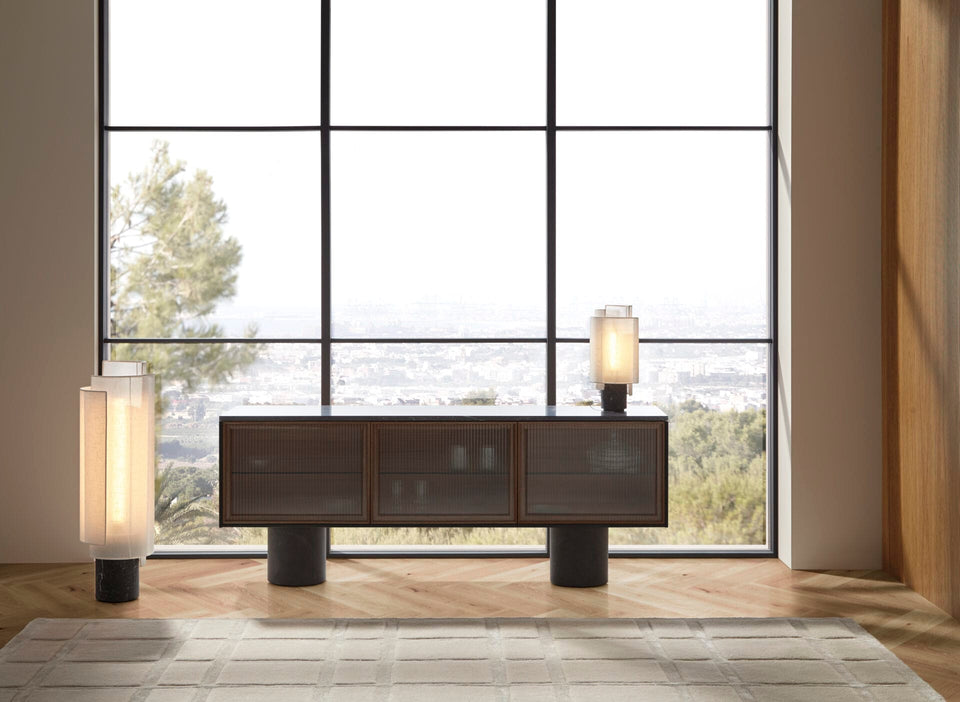 Rio 300 Super Matt Walnut, Top Matt Marquina Marble, 180cm