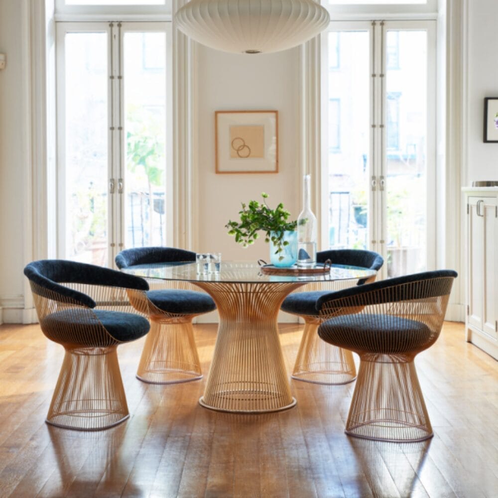 Platner Side Chair, Dedar Eva Cactus 169, Metalic Bronze