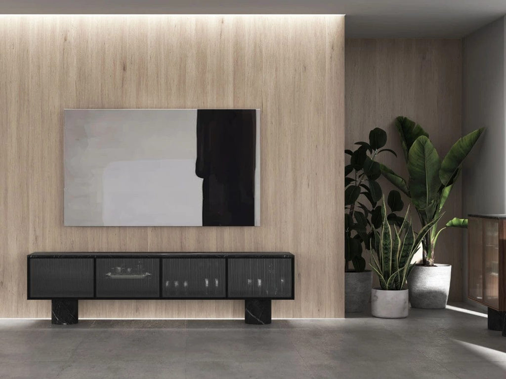Rio 400, Top Matt Marquina Marble Top & Legs, Black Stained Walnut