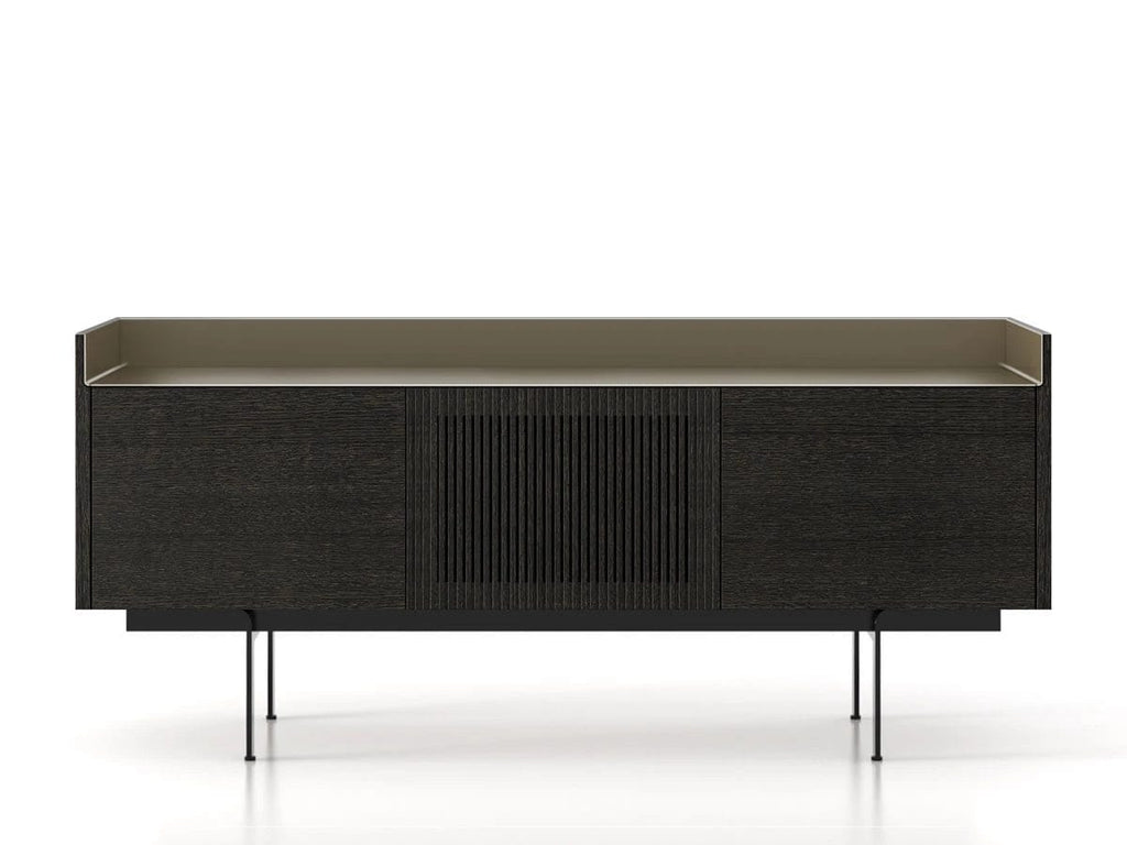 Stockholm Technic Sideboard, 3 Doors, Ebony Oak, Bronze Top, H29 cm
