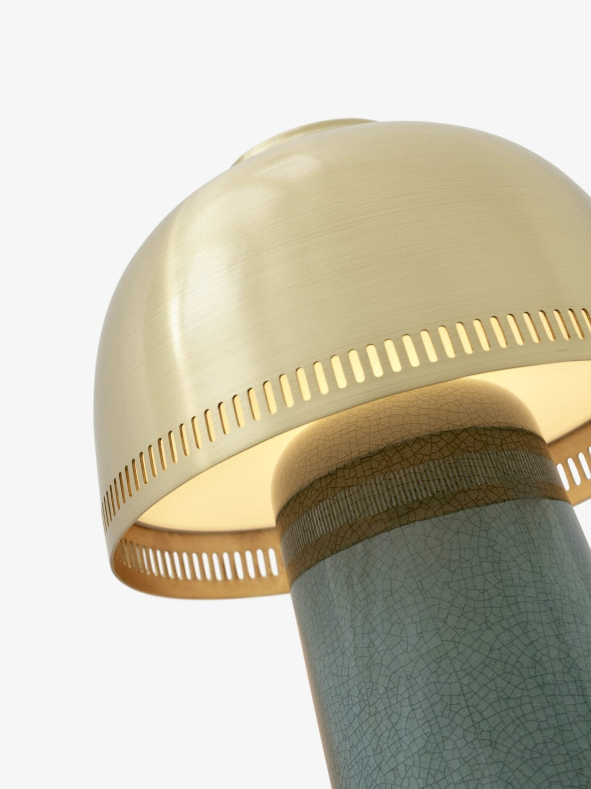 Raku Portable Lamp SH8, Blue Green & Brass