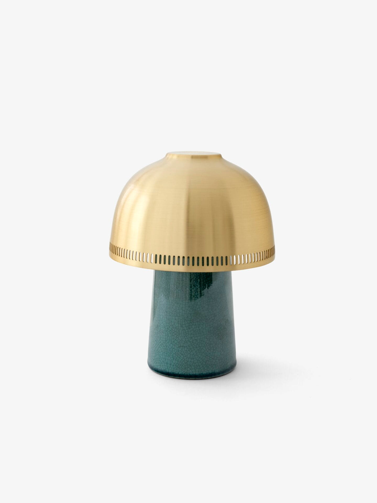 Raku Portable Lamp SH8, Blue Green & Brass