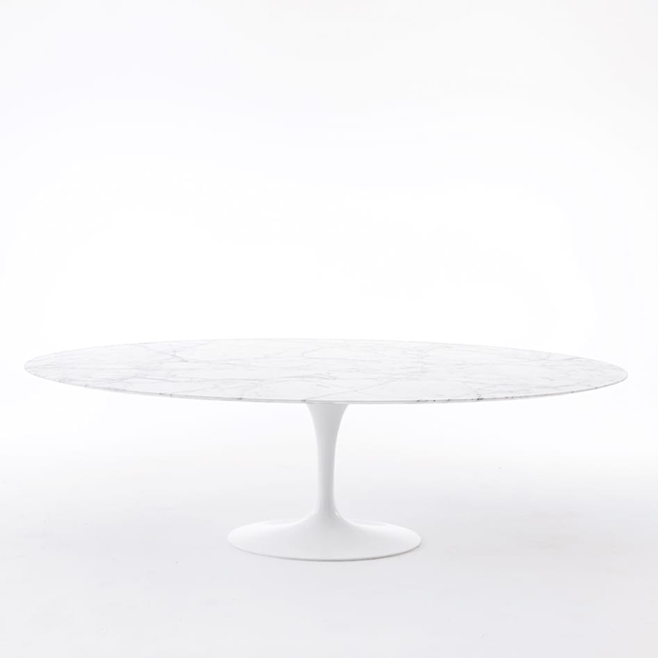 Saarinen Oval Dining Table, Arabescato Marble, White Base, 244 cm