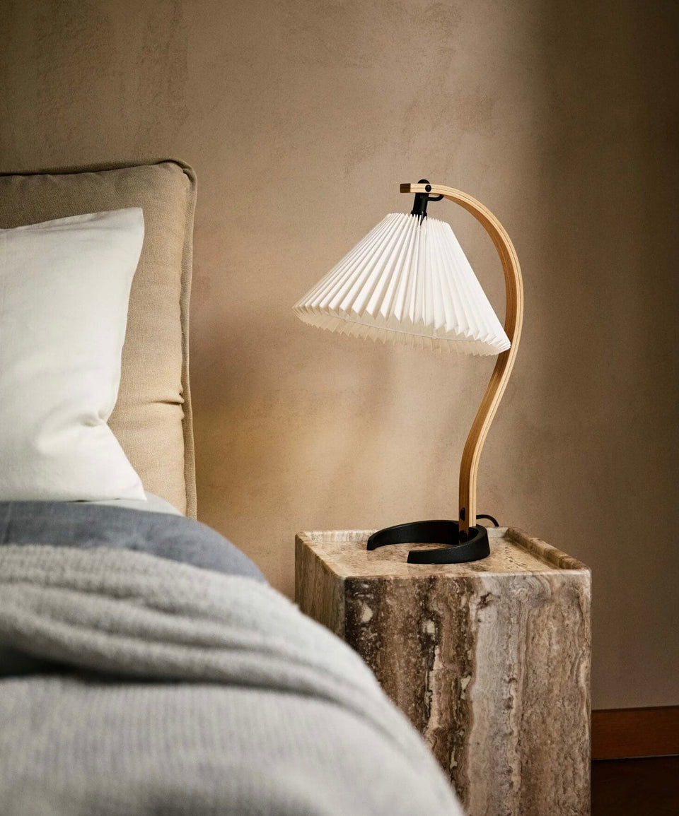 Timberline Table Lamp, Shade: White Canvas, Base Oak/Birch, Base