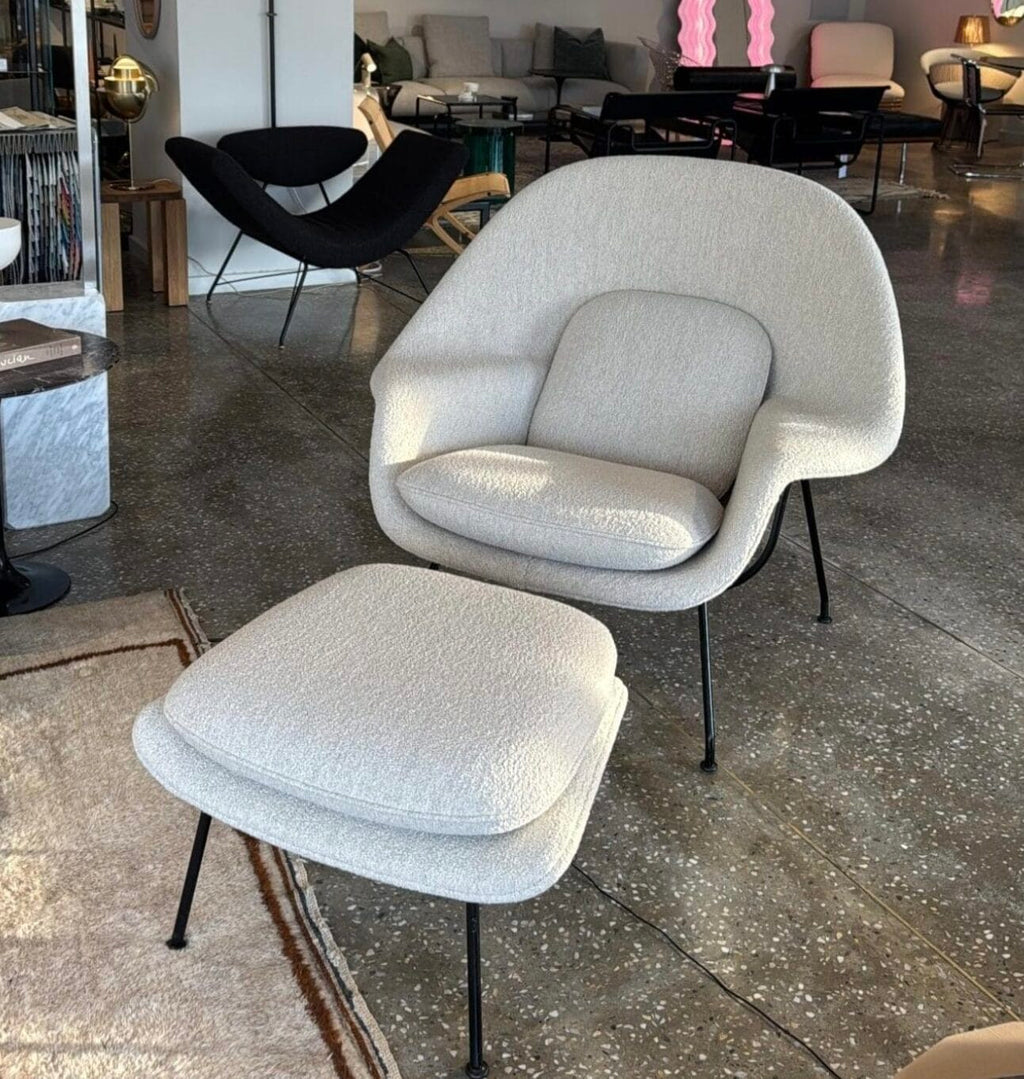 Womb Chair Relax, Fabric Curly Ivory 01/2