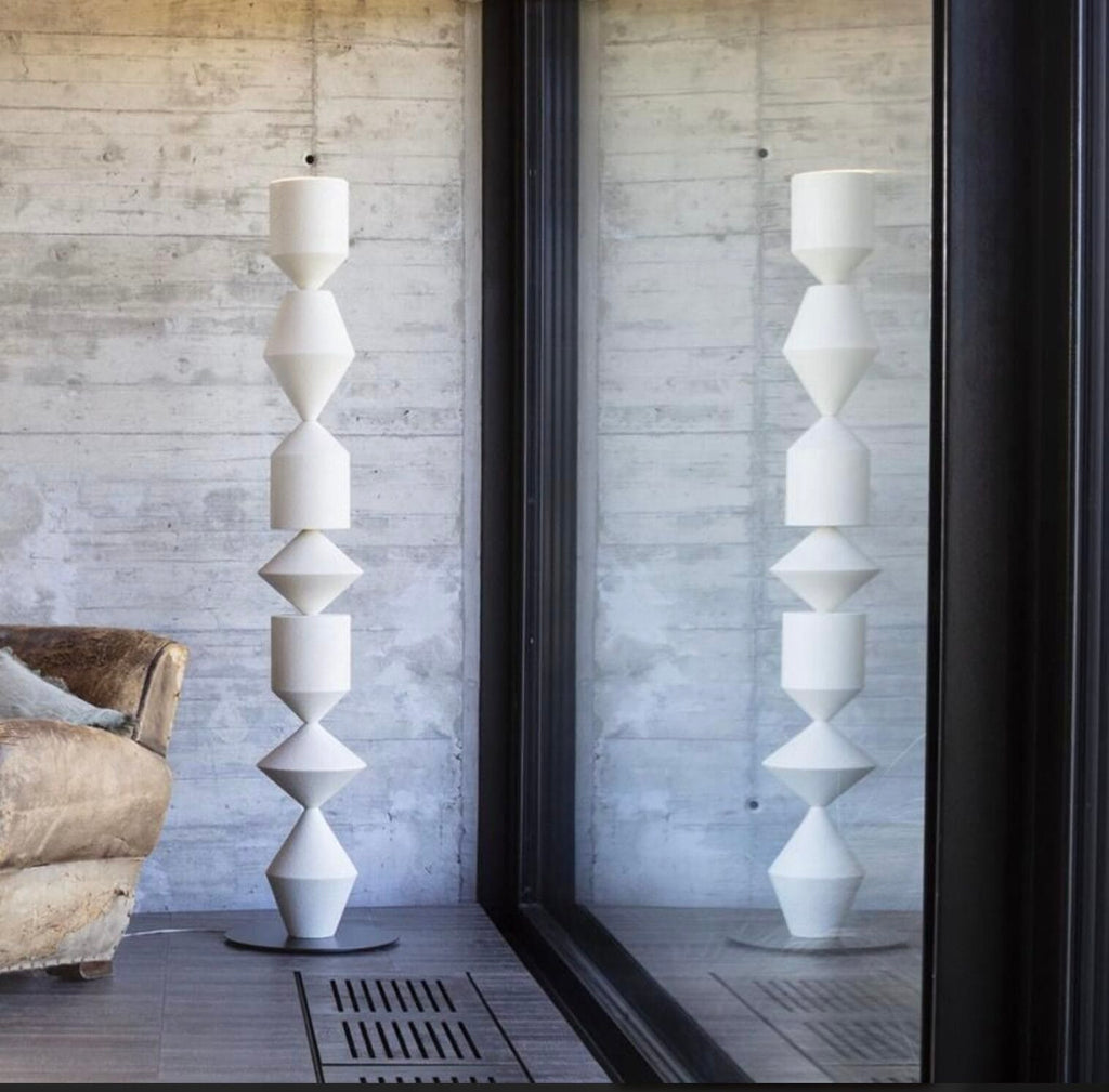 Costantina Floor Lamp, White Material Textured RAL1013, Ø40 cm