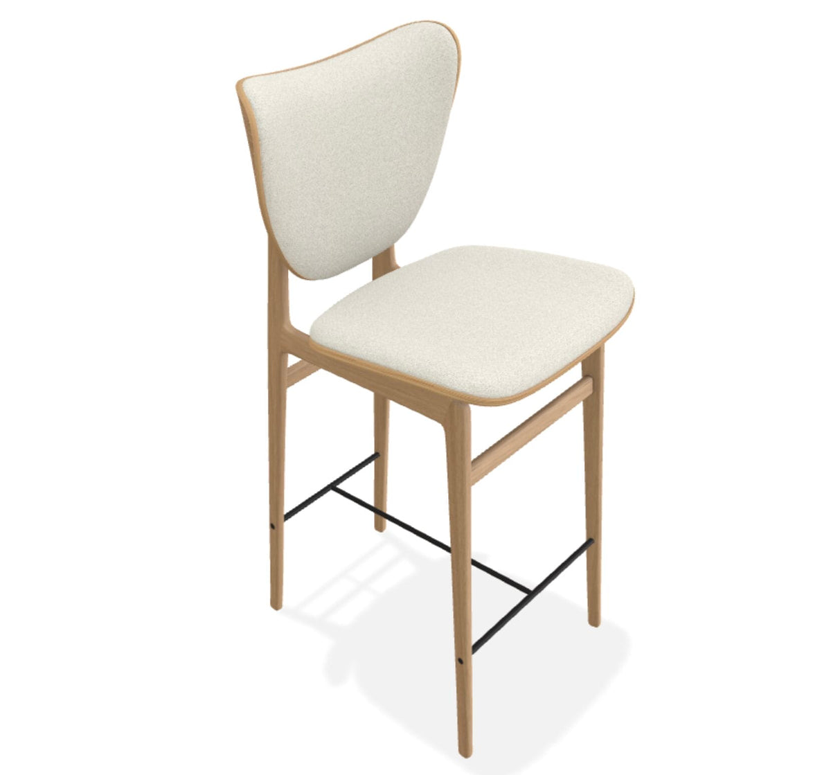 Elephant Bar Stool, H75cm, Natural Oak, Front Upholstery, Grain 61252