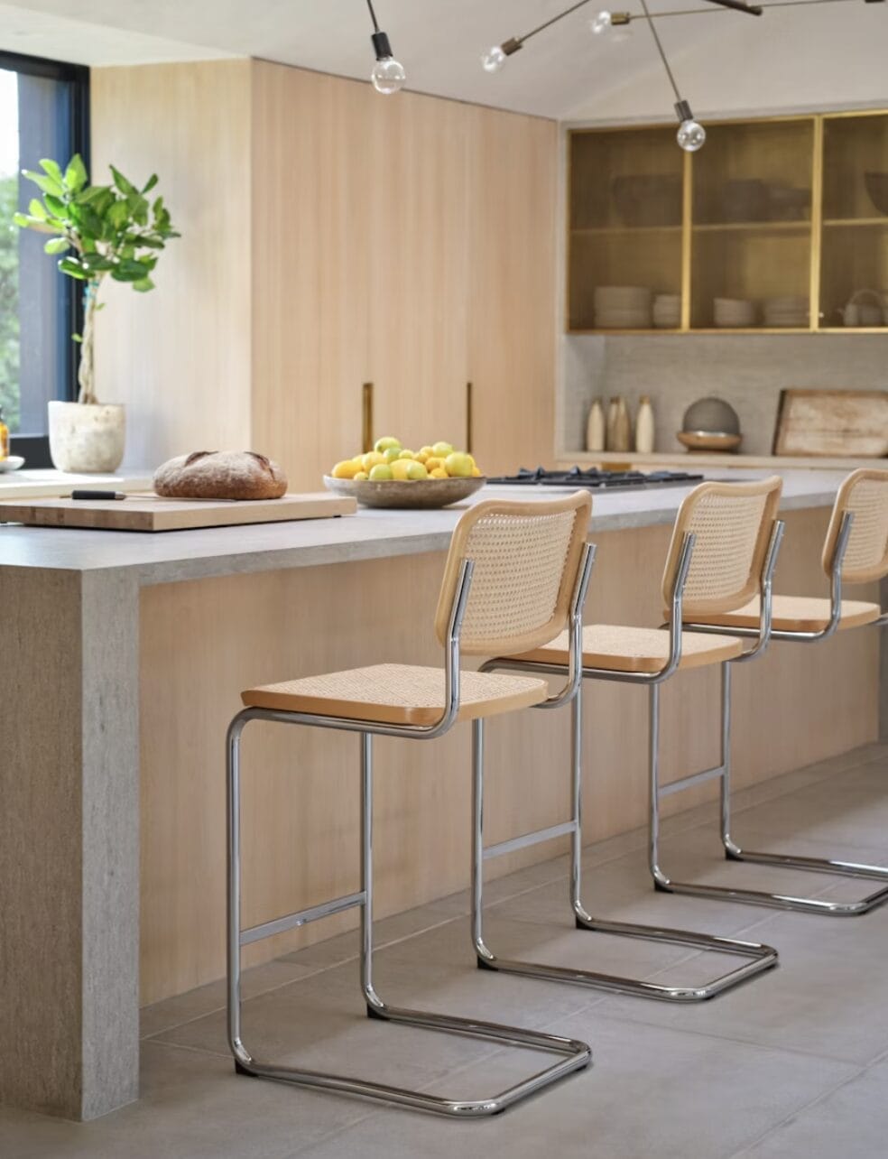 Cesca Stool Light beech, machine woven cane inserts H61cm