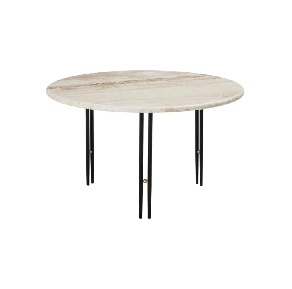 IOI Coffee Table, Black Semi Matt Base, Rippled Beige, Ø70cm