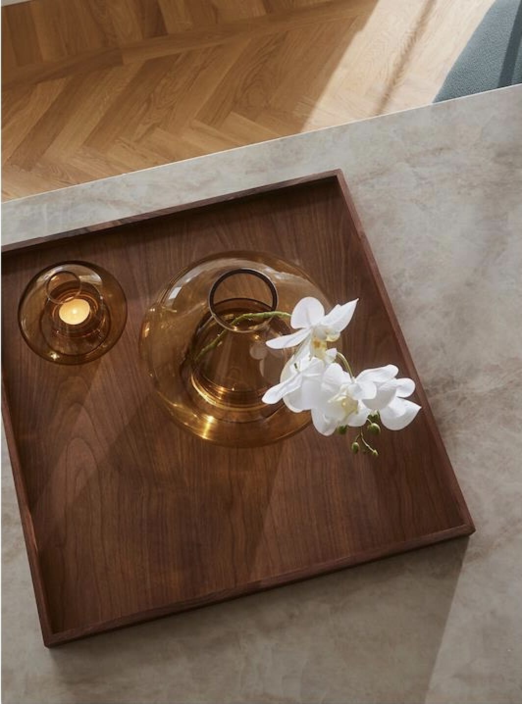 Unity Wooden Tray, Walnut, 35.7 x 35.7 cm