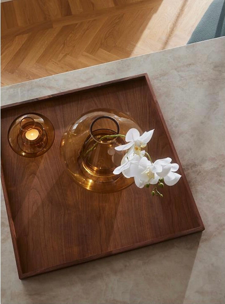 Unity Wooden Tray, Walnut, 35.7 x 35.7 cm