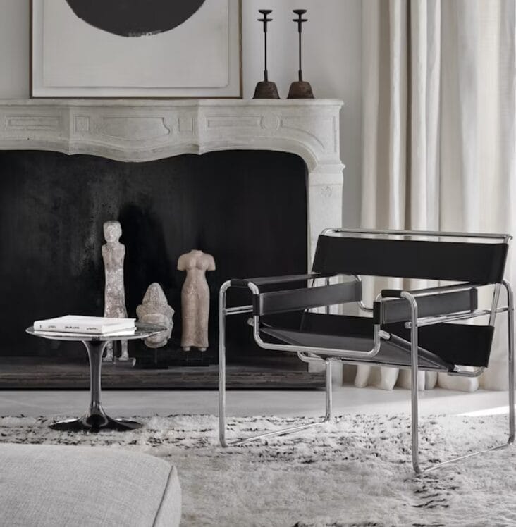 Saarinen Side Table Ø51 H36, Black Base, Satin finish, Black Rilsan base, Rich black with white random veins