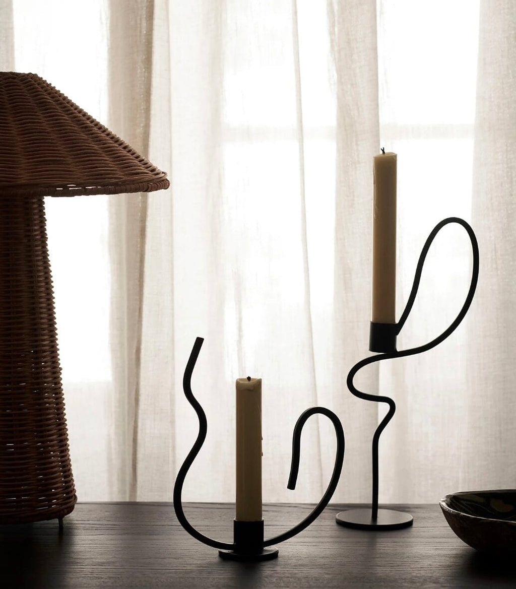 Valse Candle Holder, High, Black