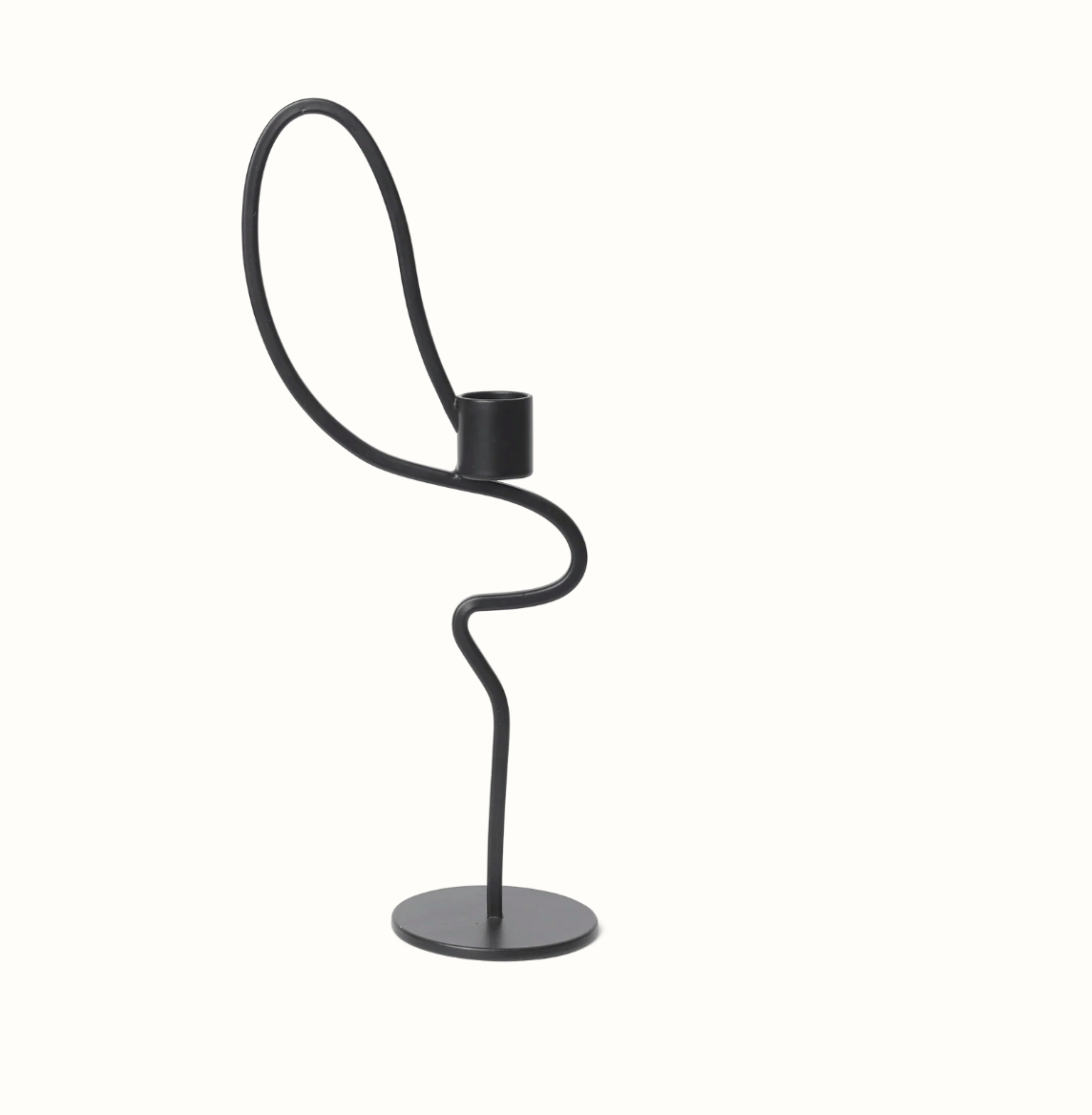 Valse Candle Holder, High, Black