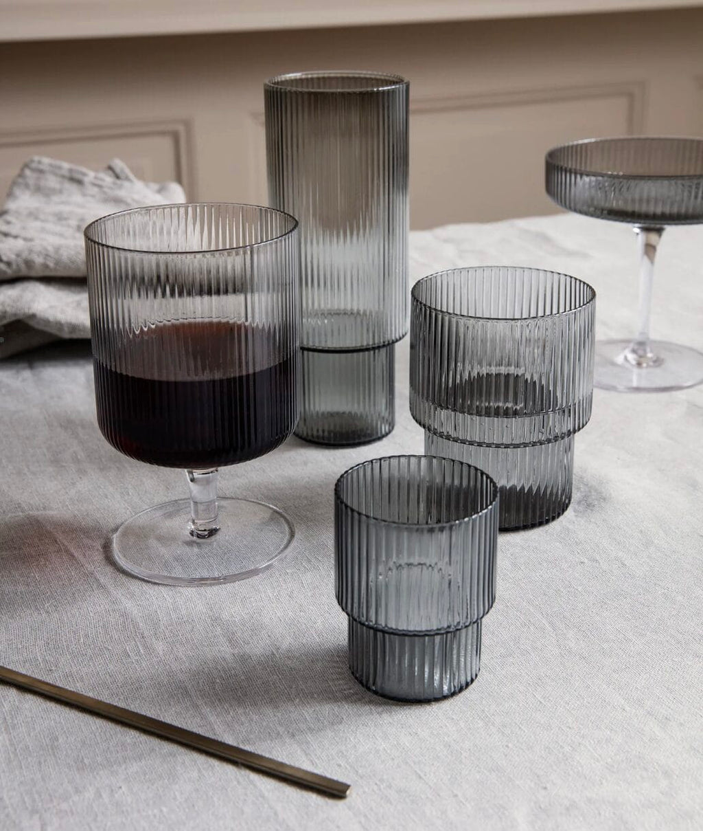 Ripple Small Glasses - Set of 4 - Smoked Grey