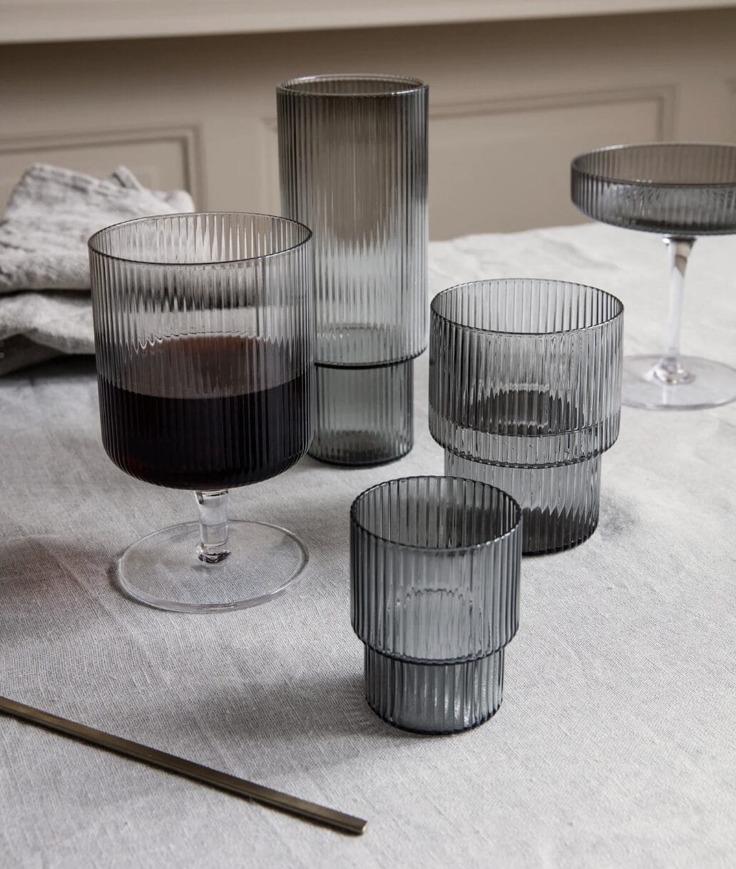 Ripple Small Glasses - Set of 4 - Smoked Grey
