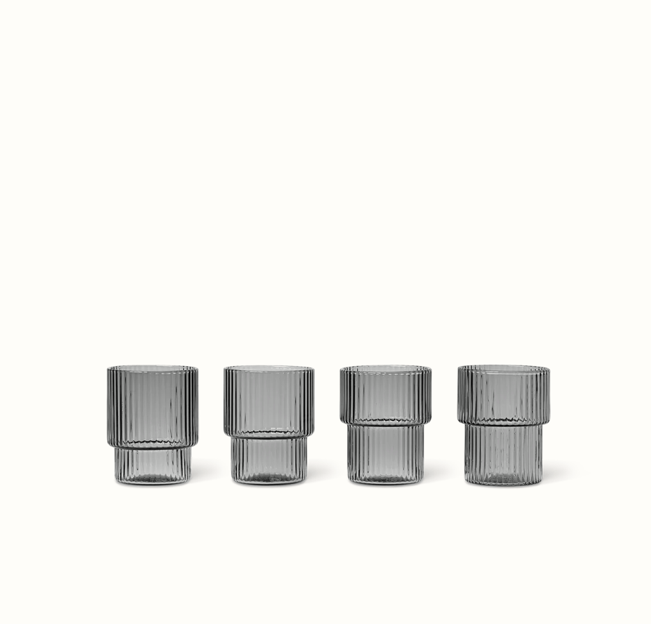Ripple Small Glasses - Set of 4 - Smoked Grey