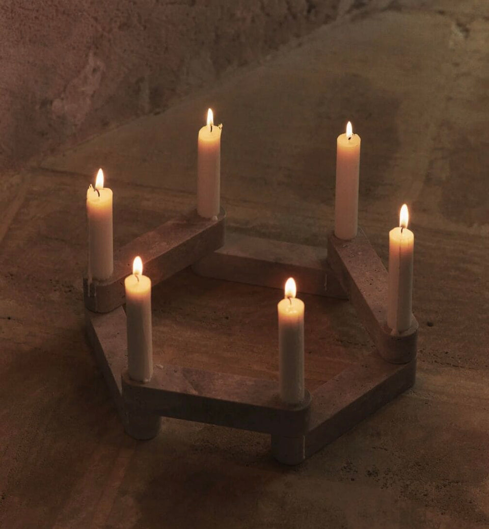 Newel Modular Candle Holder - Set of 6, Travertine