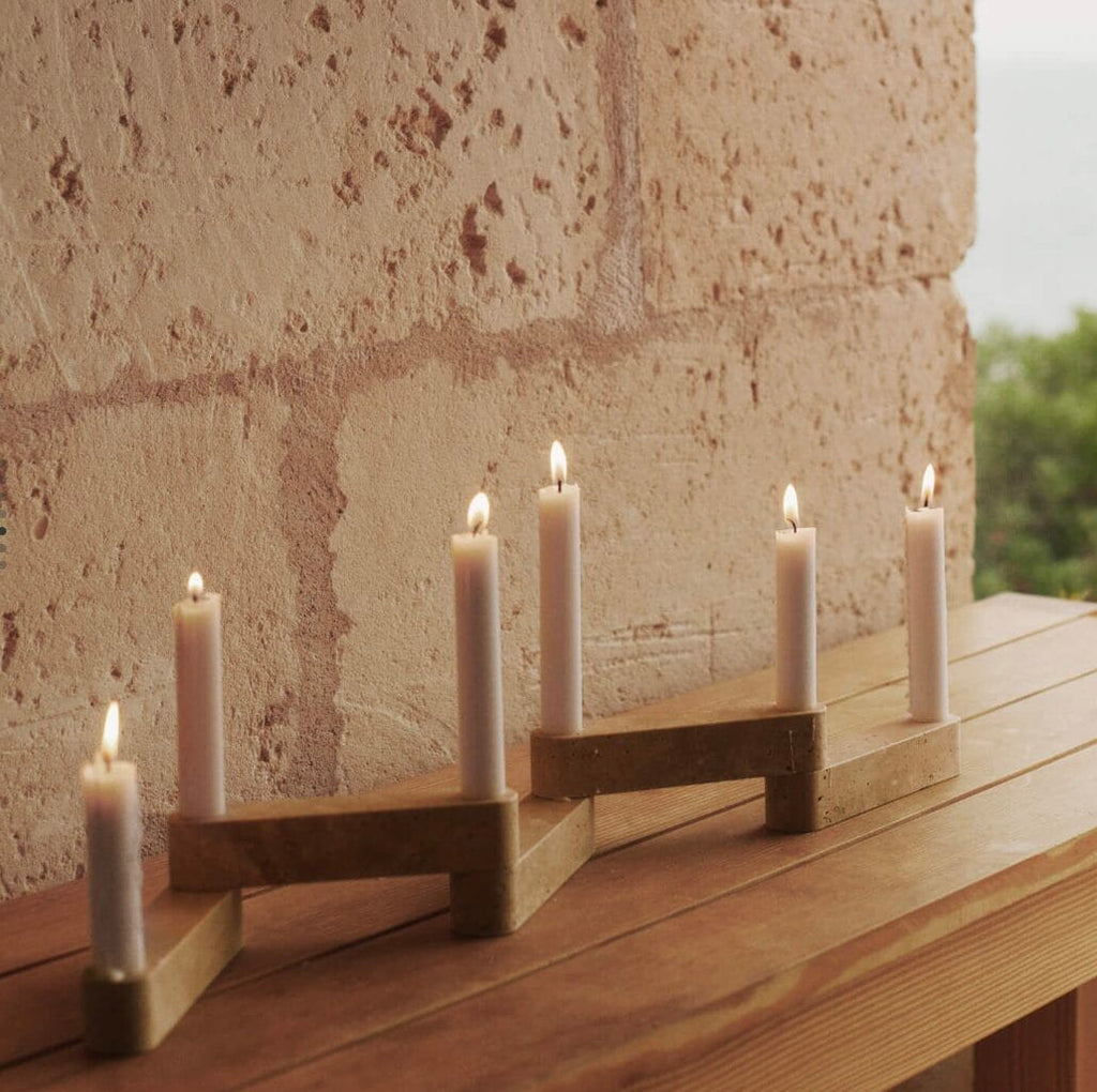 Newel Modular Candle Holder - Set of 6, Travertine