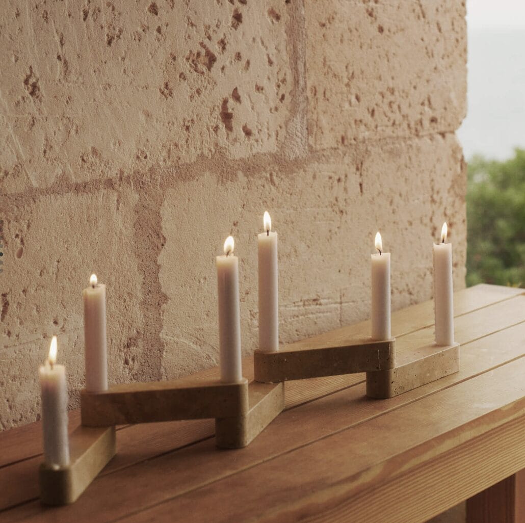Newel Modular Candle Holder - Set of 6, Travertine